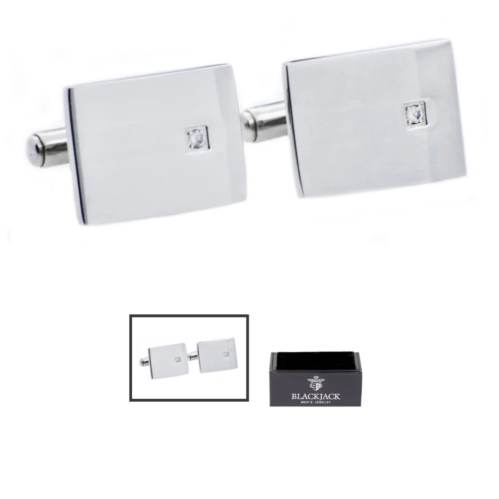 Mens Stainless Steel Cuff
Links With Cubic Zirconia